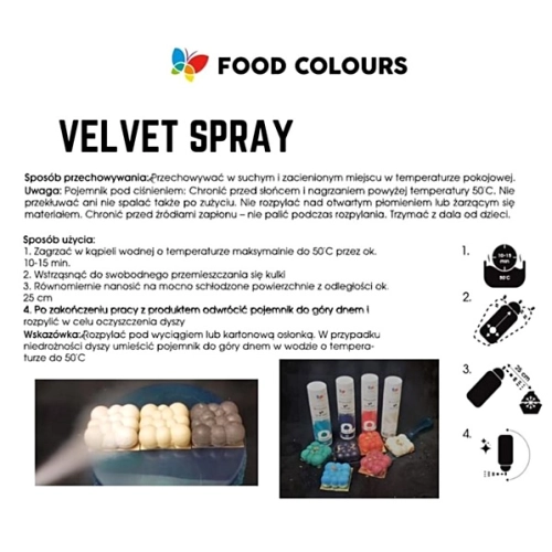 BARWNIK SPOŻYWCZY ozdoby na tort ZAMSZ W SPRAY zielony velvet 250ml DUŻY